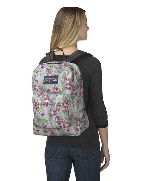 jansport backpack gray heathered floral JANSPORT Superbreak Backpack - Multi Concrete Floral