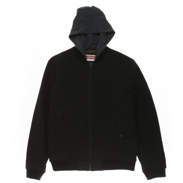 Plain black jacket with hot sale hood