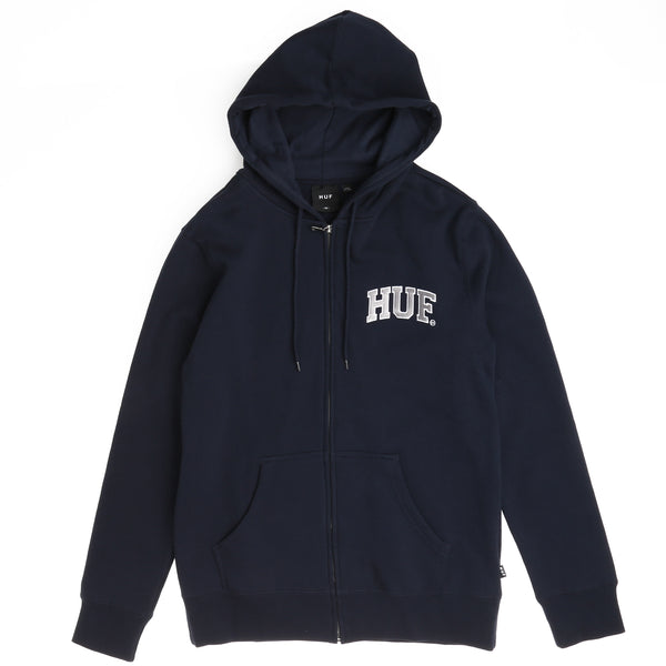 ★HUF★HUF ARCH LOGO HOODIE ZIP UP★ arch_block_zip_hood_navy_front
