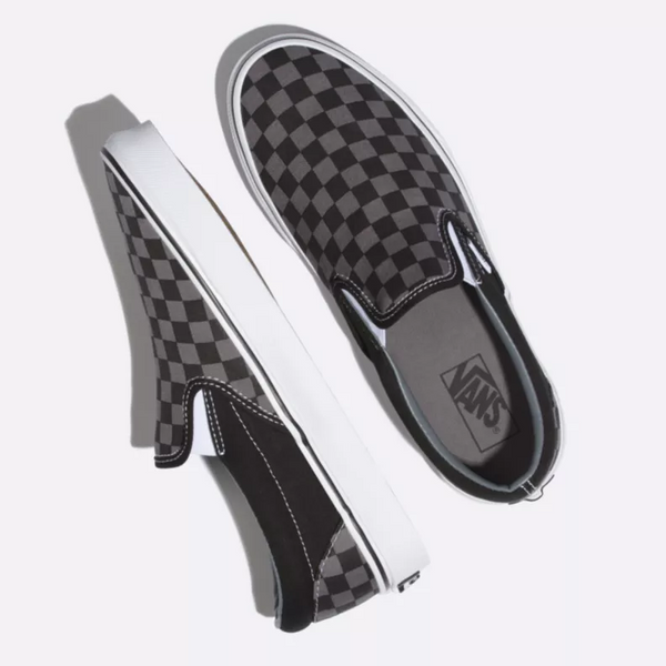 Vans classic slip on trainers black pewter check best sale