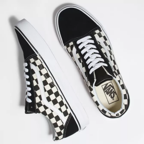 Vans white and sales black checkered old skool