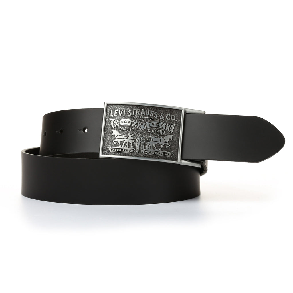 Levi's Men's Logo Buckle Brindle Belt - Black