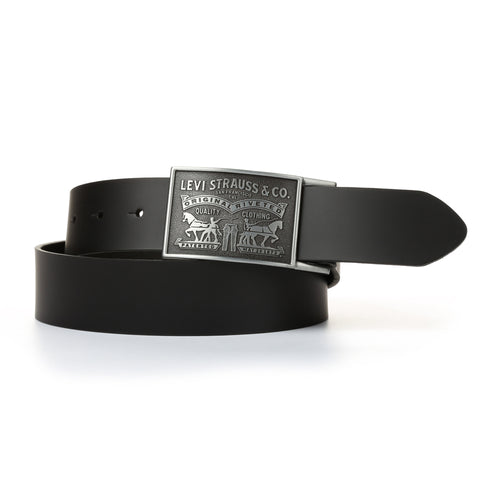 Levi's Men's Logo Buckle Brindle Belt - Black
