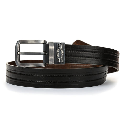 Levi's Reversible Belt With Brushed Silver Buckle - Black/Brown