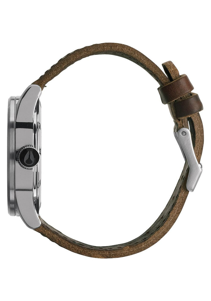 NIXON SENTRY LEATHER , 42 MM SILVER / BROWN