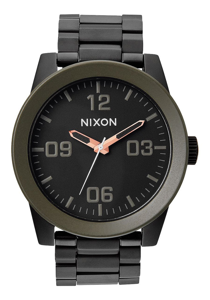NIXON CORPORAL SS , 48 MM MATTE BLK / INDUSTRIAL GREEN
