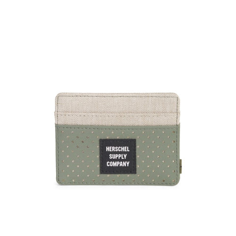 Herschel Aspect Collection Charlie Wallet - Light Khaki Crosshatch/Forest Night