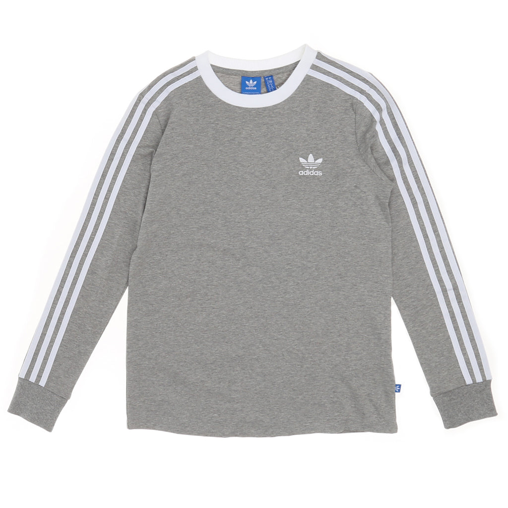 Adidas Women's 3 Stripe LS Tee - Medium Grey Heather