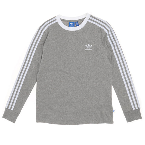 Adidas Women's 3 Stripe LS Tee - Medium Grey Heather