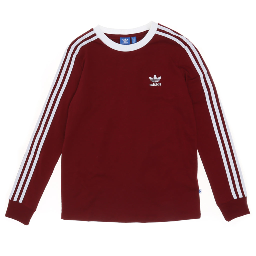 Adidas Women's 3 Stripe LS Tee - Burgundy