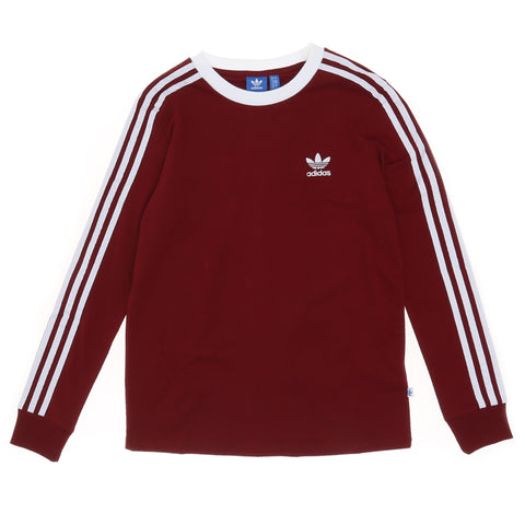 Adidas Women's 3 Stripe LS Tee - Burgundy