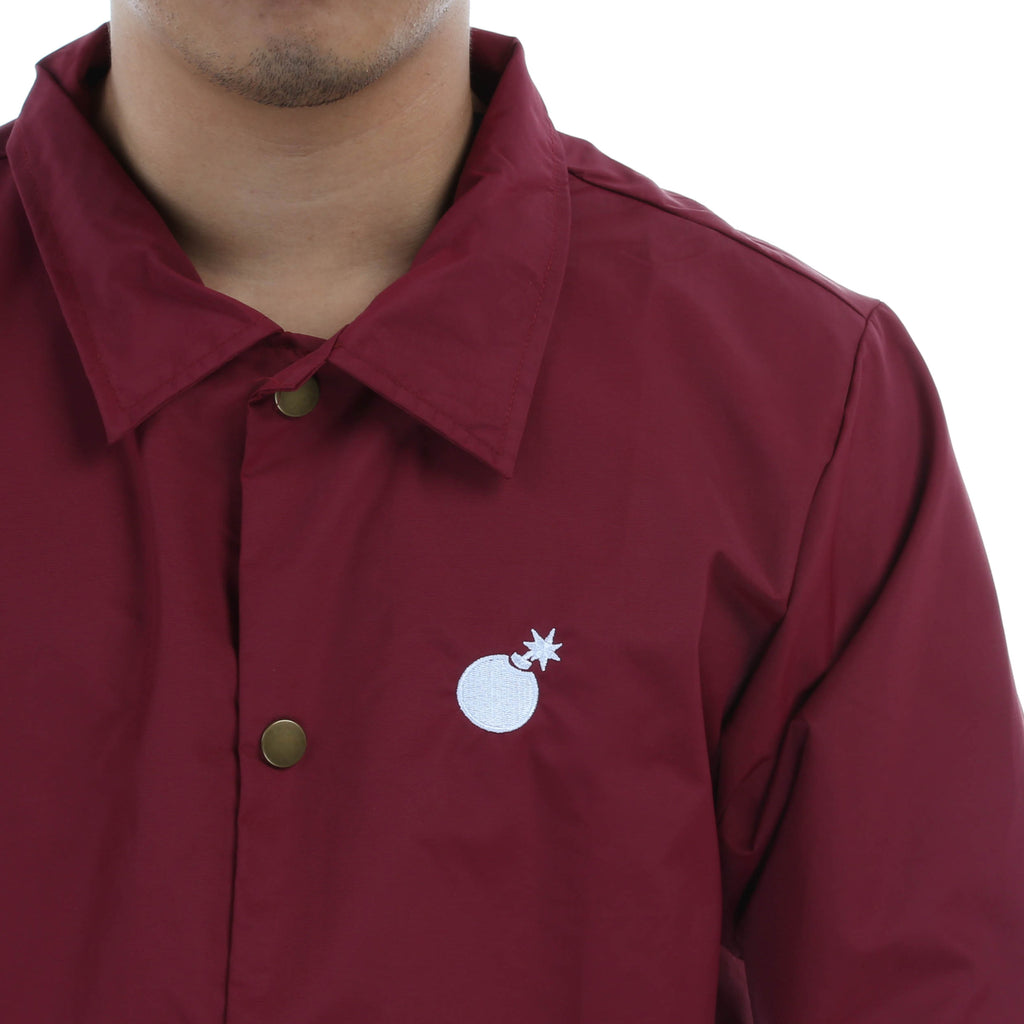 The Hundreds Bar Logo Coaches Jacket - Burgundy