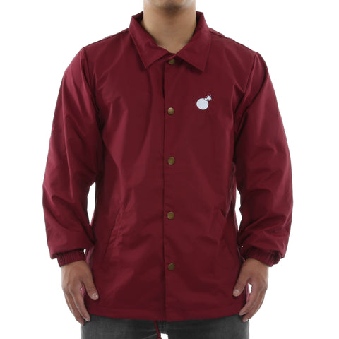 The Hundreds Bar Logo Coaches Jacket - Burgundy