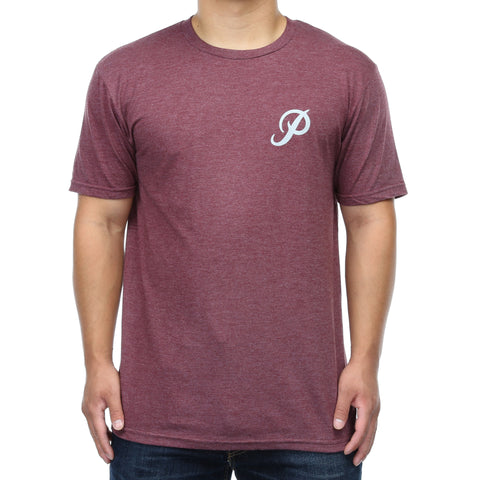 Primitive Classic P Lightweight Tee - Burgundy Pepper Heather