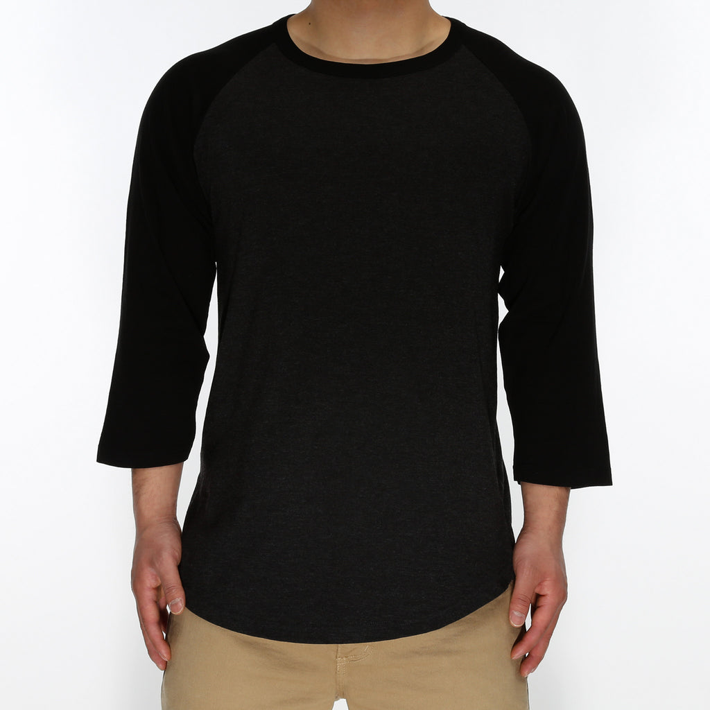New Star 3/4 Sleeve Baseball Tee - Charcoal/Black