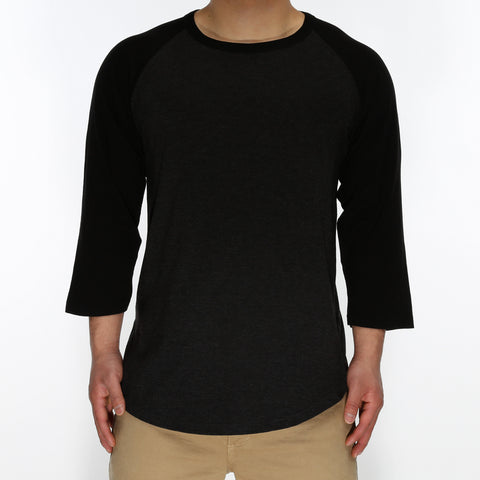 New Star 3/4 Sleeve Baseball Tee - Charcoal/Black