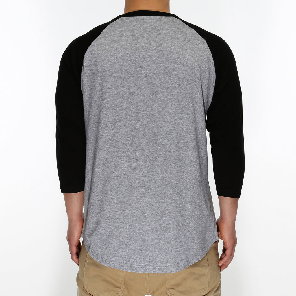 New Star 3/4 Sleeve Baseball Tee - Heather Grey/Black