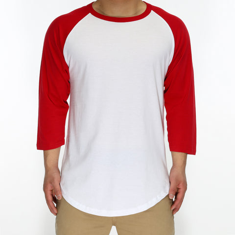 New Star 3/4 Sleeve Baseball Tee - White/Red