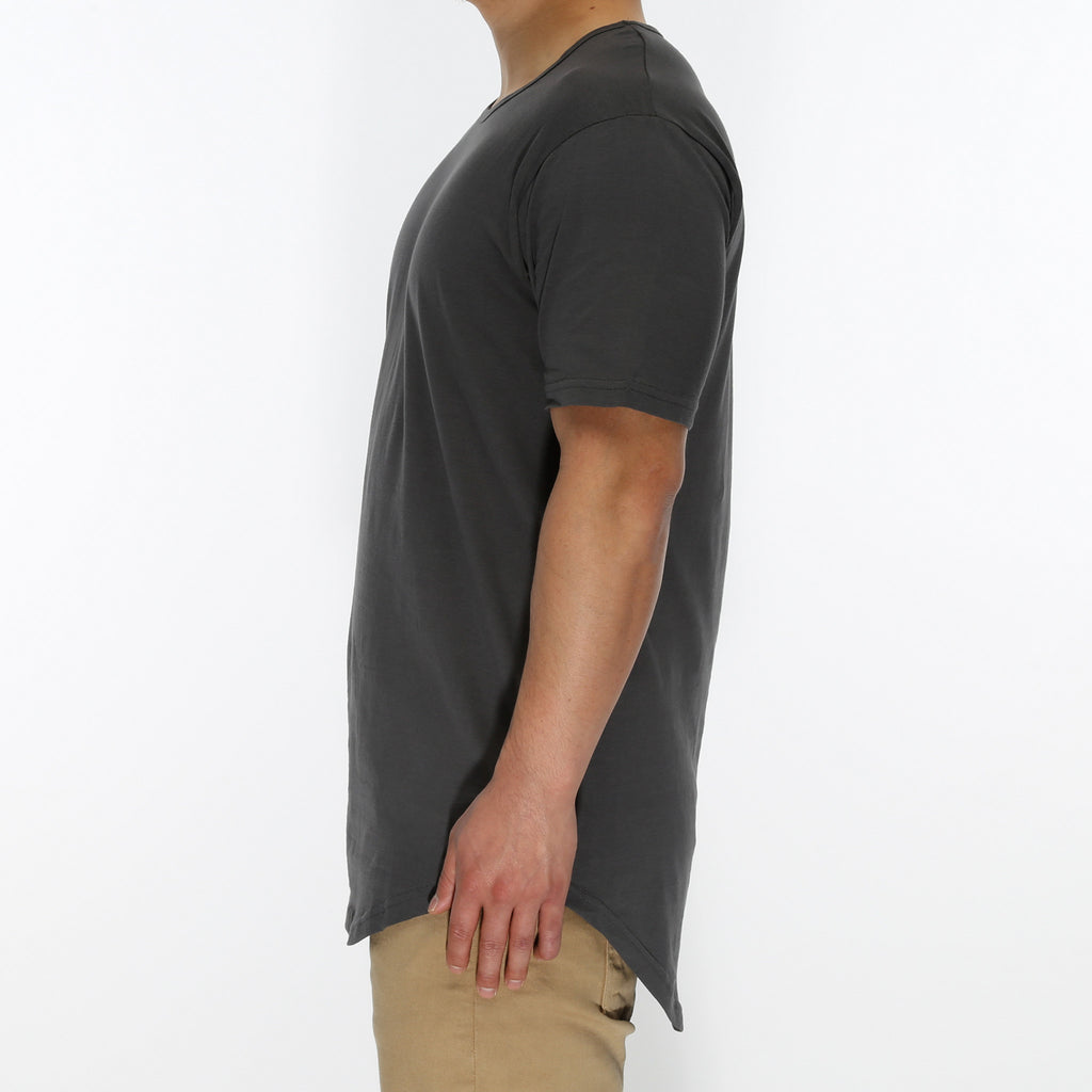 New Star Drop Tail Tee - Charcoal
