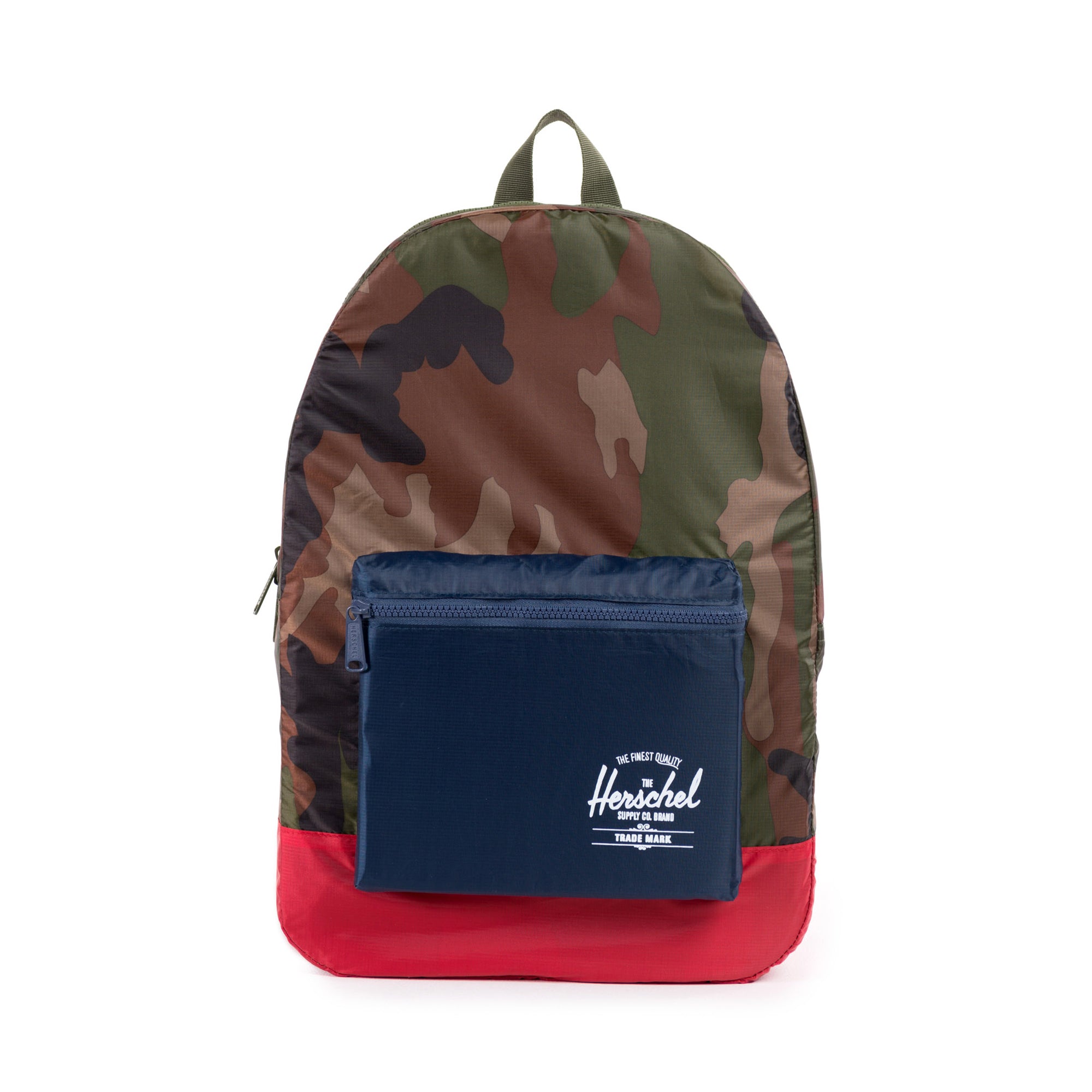herschel backpack navy and red Herschel Packable Daypack - Woodland Camo/Navy/Red
