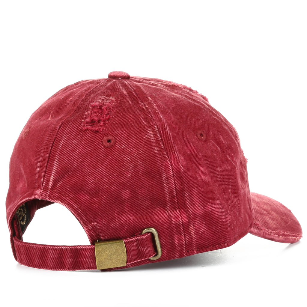 Fashion Distressed Dad Hat - Red