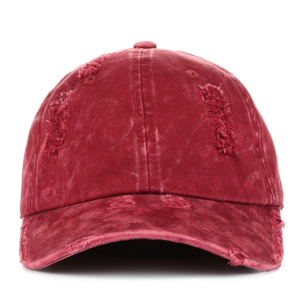 Fashion Distressed Dad Hat - Red