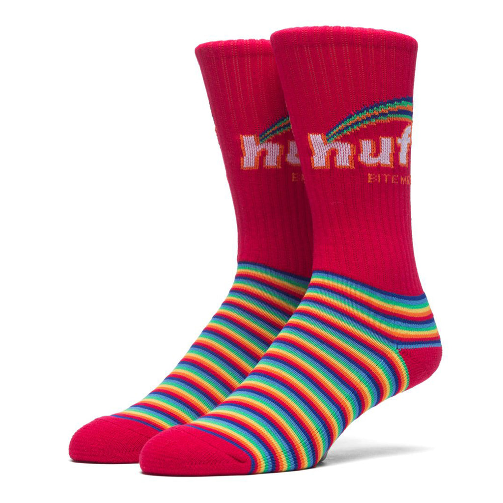 Huf Double Rainbow Crew Sock - Red/Multi
