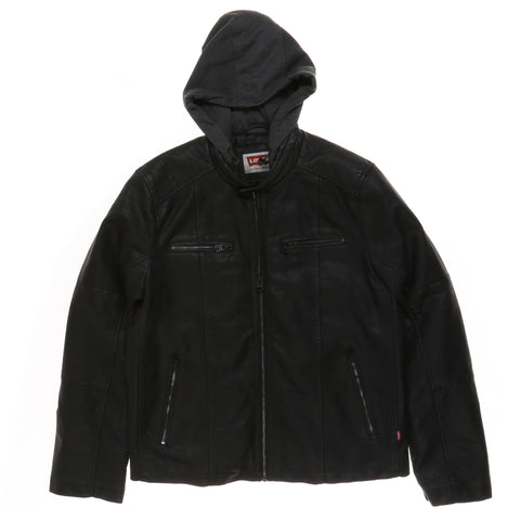 Levi's Faux Leather Hooded Jacket - Black