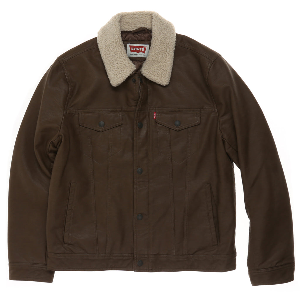 Levi's Faux Leather Sherpa Collar Trucker Earth New Star