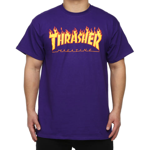 Thrasher Flame Logo Tee - Purple