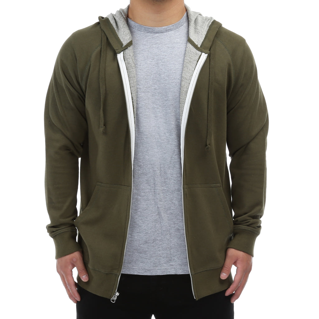 New Star French Terry Zip Up Hoodie - Olive