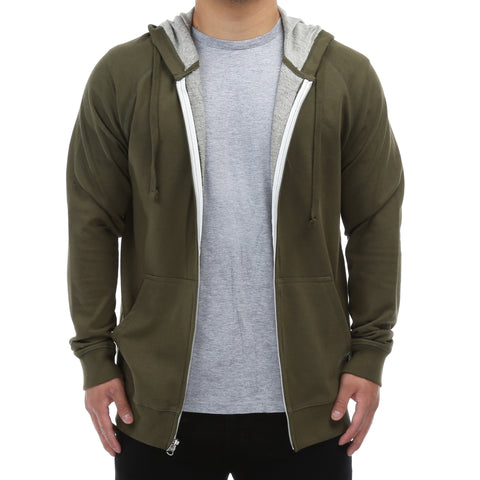 New Star French Terry Zip Up Hoodie - Olive