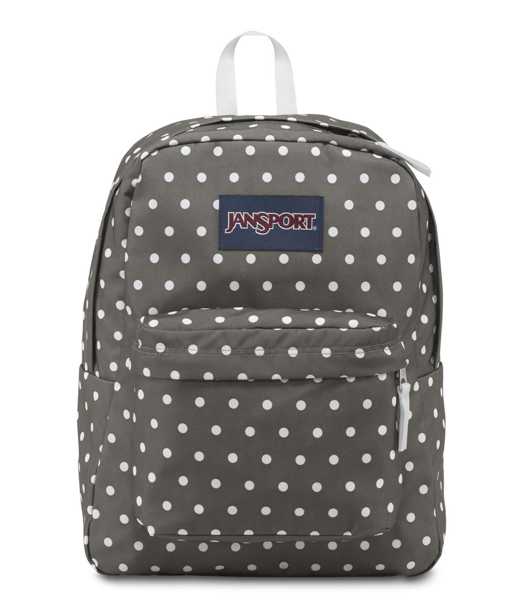 gray polka dot jansport backpack Superbreak - Shady Grey/White Dots The Ashbury is a fresh take on the classic SuperBreak pack with rich colors and unique prints Black and White Polka Dot