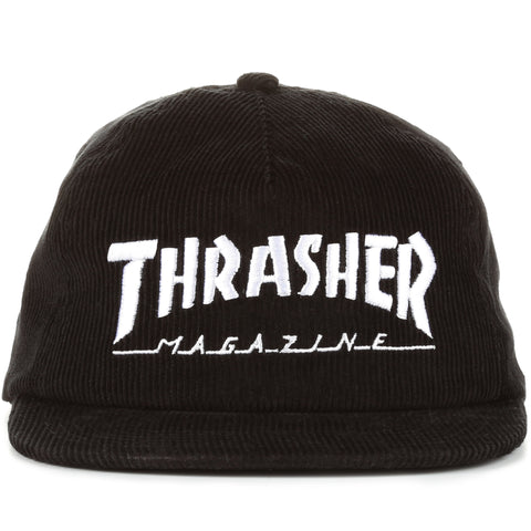 Thrasher Magazine Logo Corduroy Snapback - Black