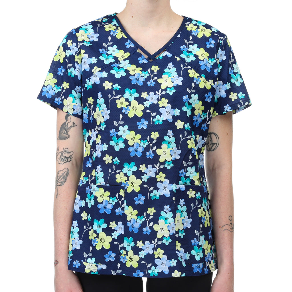 Cherokee Runway Scrub Top - Meadow Magic