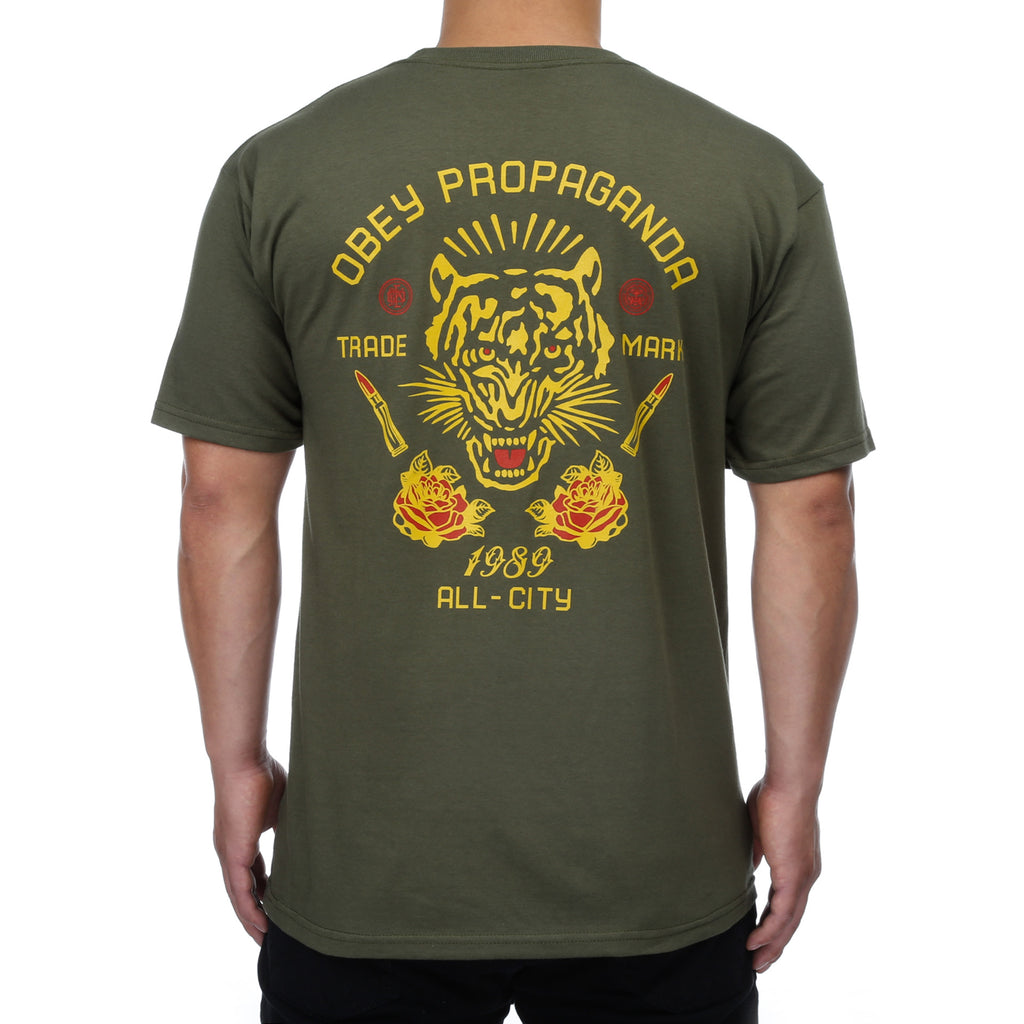 Obey Kiss Me Deadly Tiger Tee - Military Olive