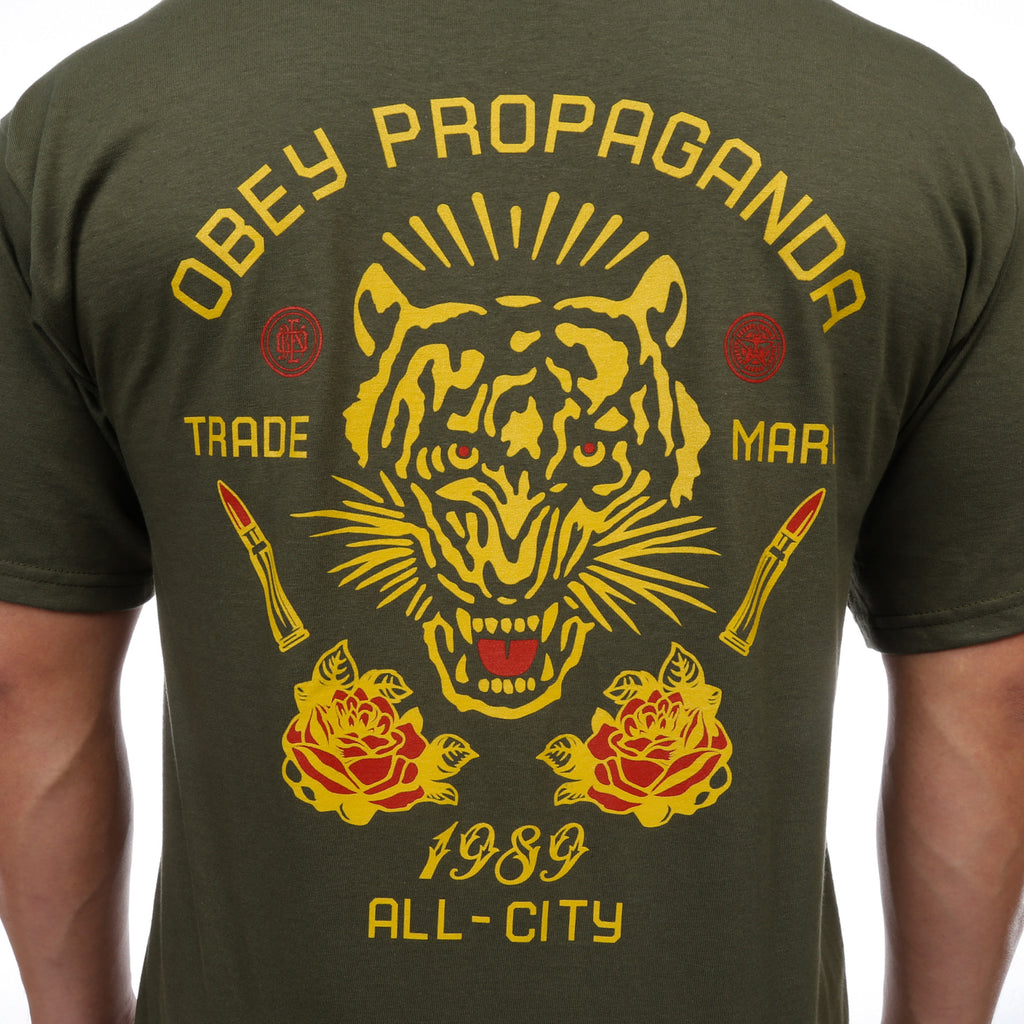 Obey Kiss Me Deadly Tiger Tee - Military Olive
