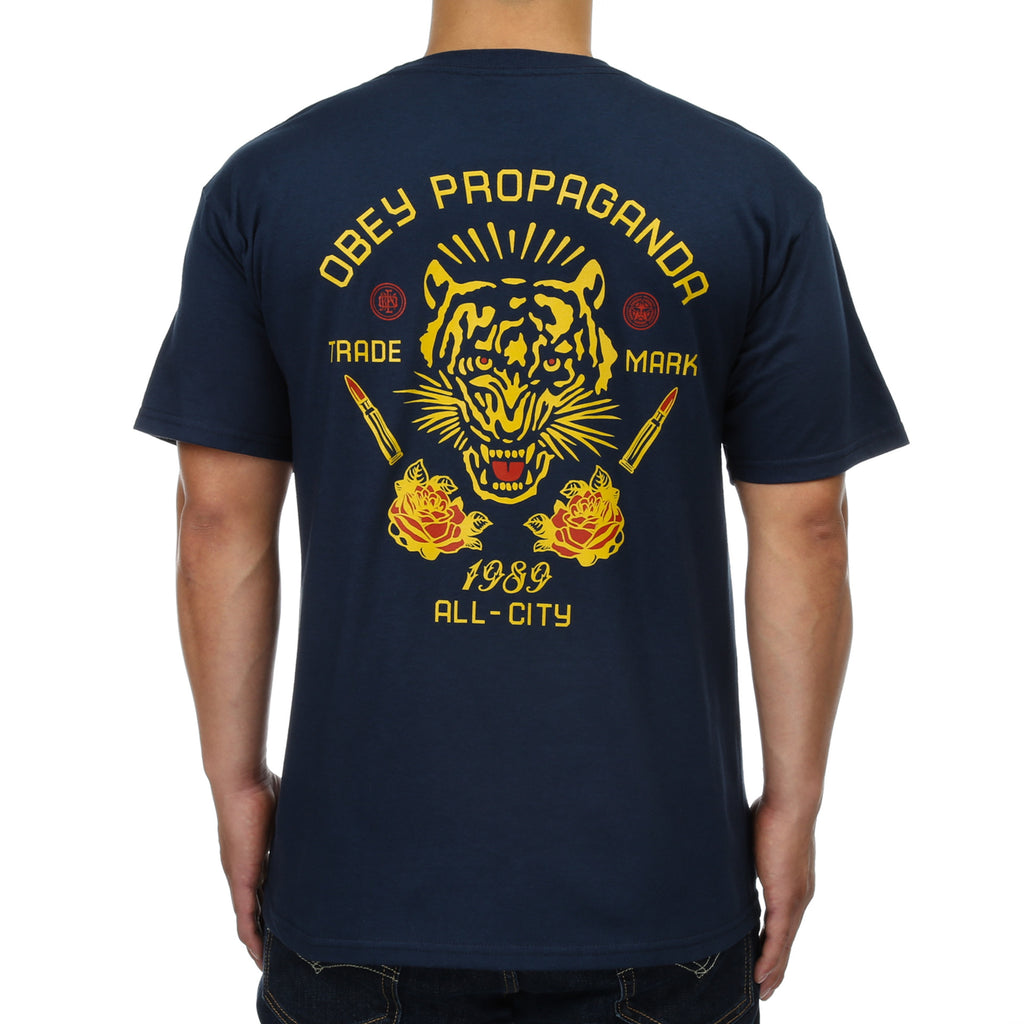 Obey Kiss Me Deadly Tiger Tee - Navy