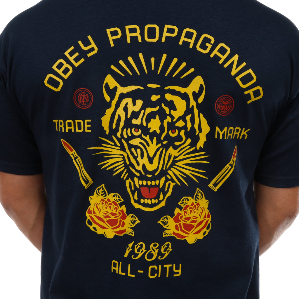 Obey Kiss Me Deadly Tiger Tee - Navy