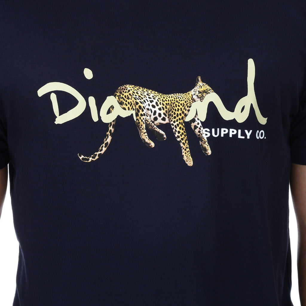 Diamond Supply Co Leopard OG Script Tee - Navy