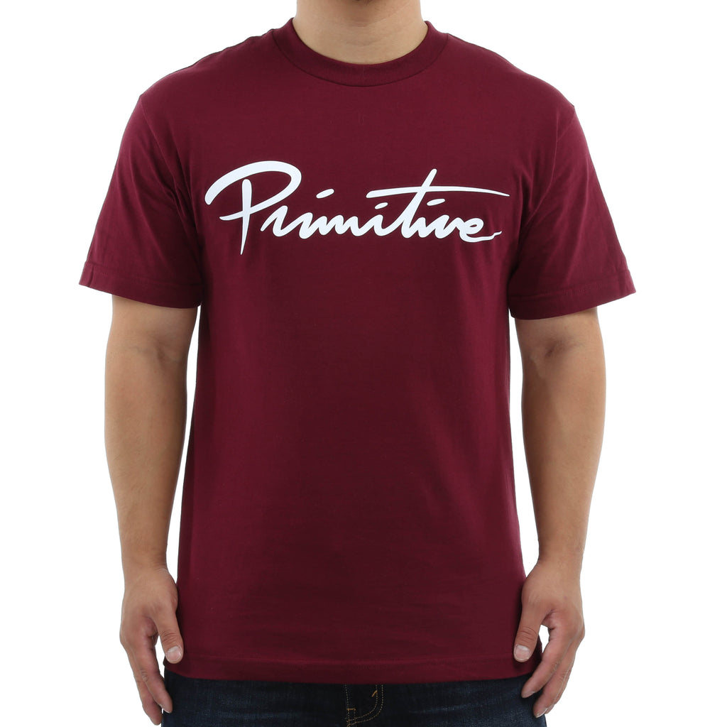 Primitive Nuevo Script Tee - Burgundy