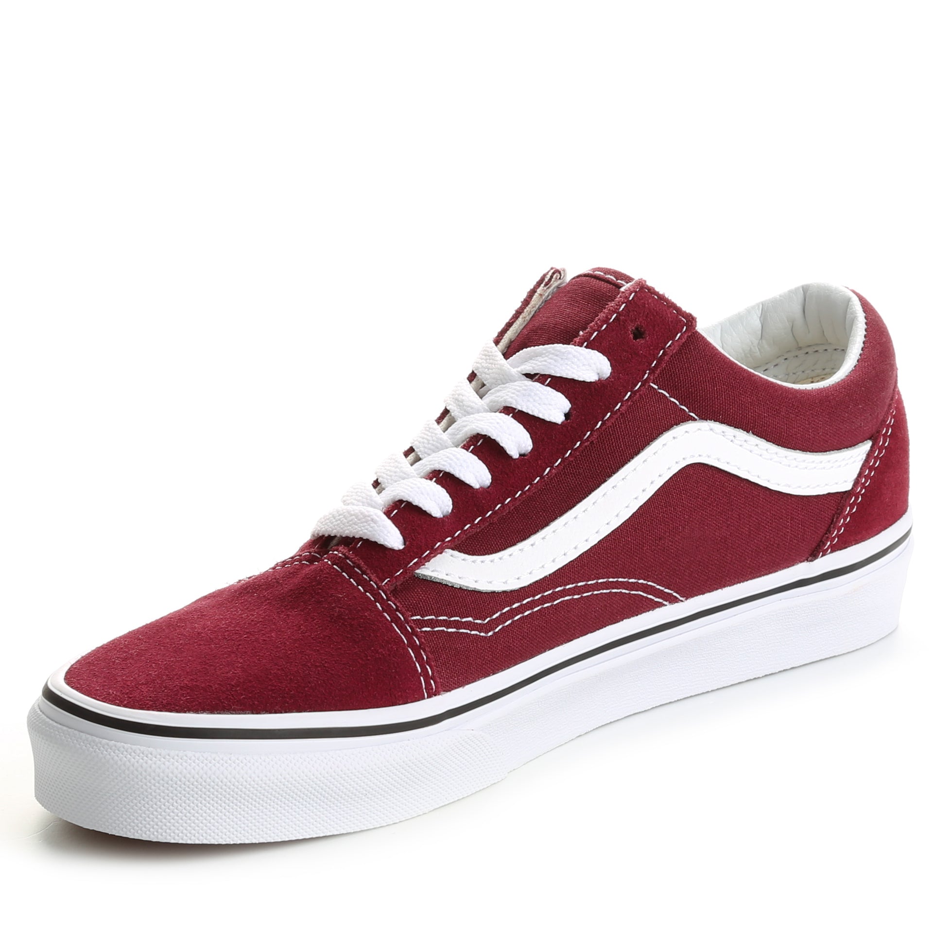 Vans Old Skool Unisex Trainers In Burgundy (4,675 MKD) ❤ liked on Polyvore  featuring shoes, sneakers, red, high top slip on s…