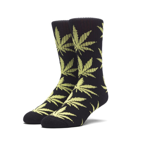 Huf Plantlife Crew Socks - Black/Neon Green