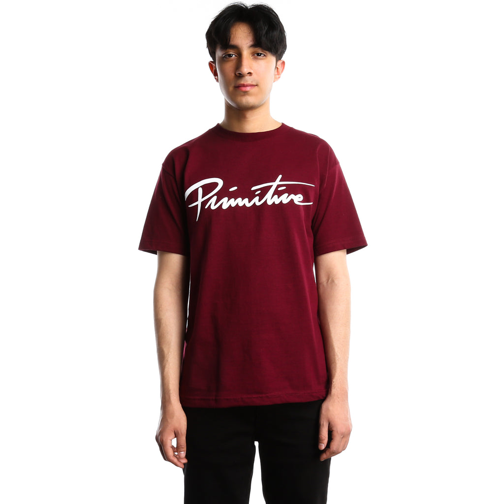 Primitive Nuevo Script Core Tee - Burgundy