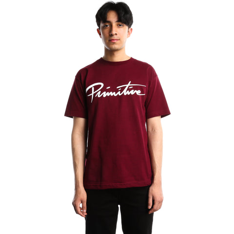 Primitive Nuevo Script Core Tee - Burgundy