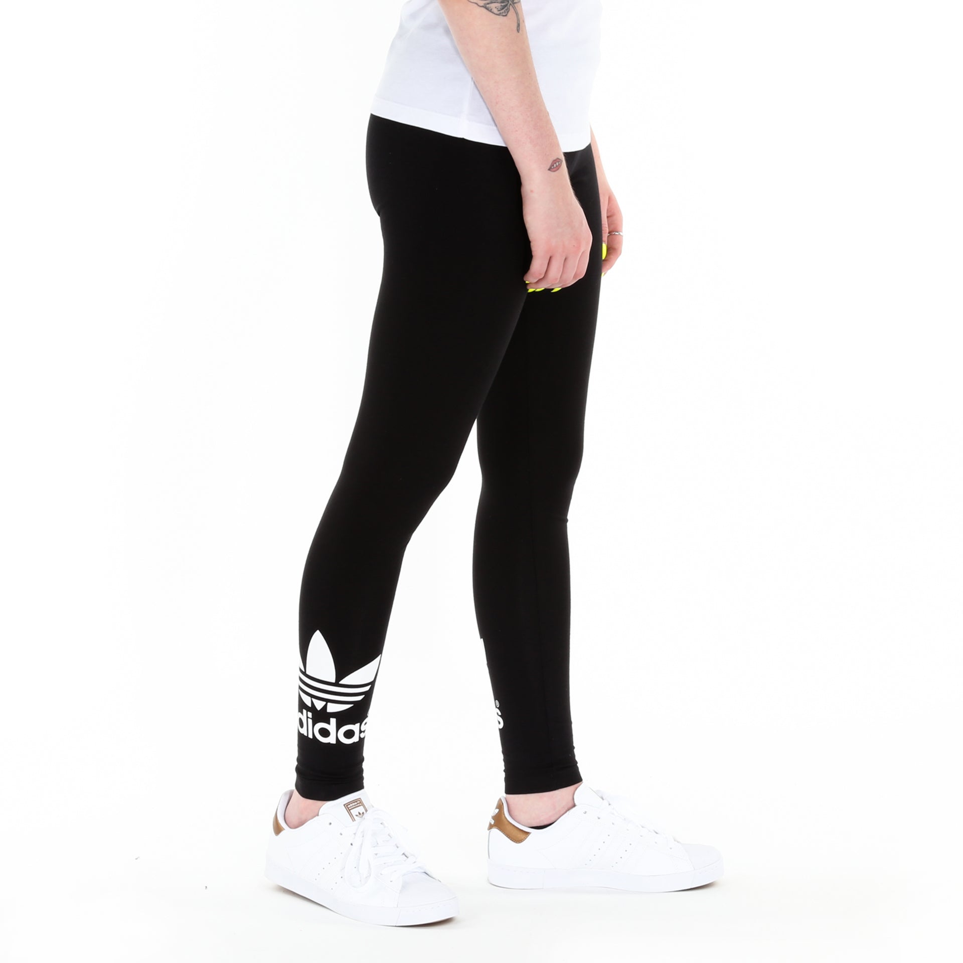 adidas Originals Women's 3-Stripes Leggings, Black, Trefoil