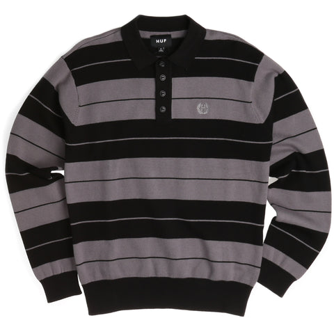 HUF Boyle L/S Rugby Polo - Black