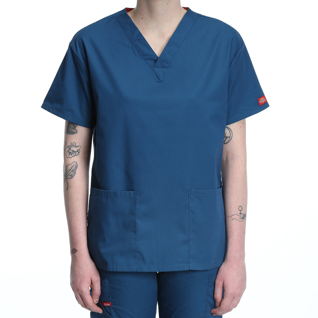 Dickies Women's Two Pocket V-Neck Scrub Top - Caribbean