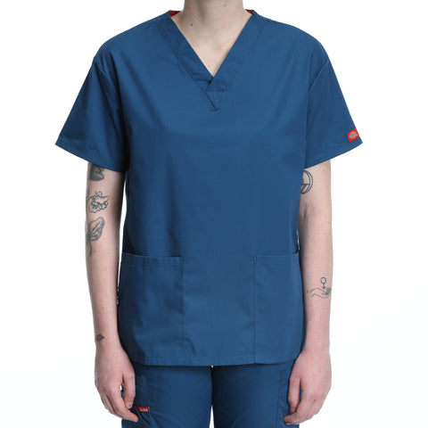 Dickies Women's Two Pocket V-Neck Scrub Top - Caribbean