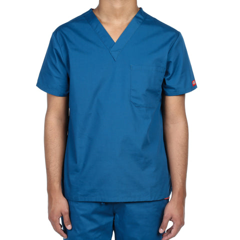 Dickies Unisex V-Neck One Pocket Scrub Top - Caribbean
